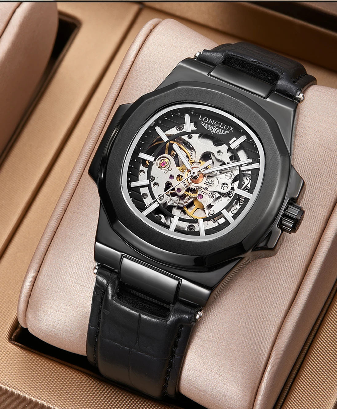 Automatic Skeleton Watch Men | Leather Luxury Waterproof - TREASURE ESHOP