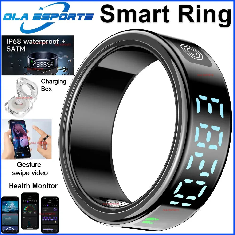 Smart Ring with LED Display – Heart Rate, SpO₂ & Sleep Monitor | 5ATM - TREASURE ESHOP