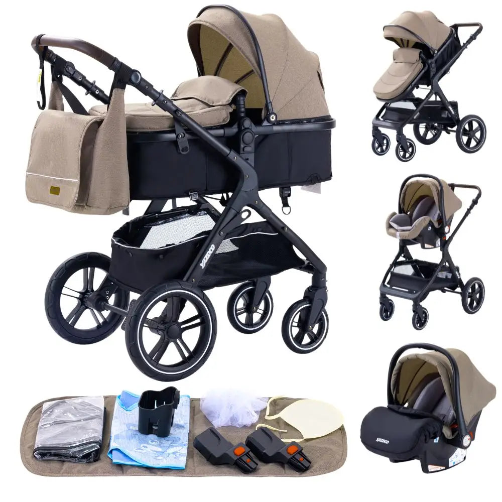3-in-1 Luxury High-Landscape Baby Stroller – Portable Travel System with Aluminum Frame & Newborn Bassinet