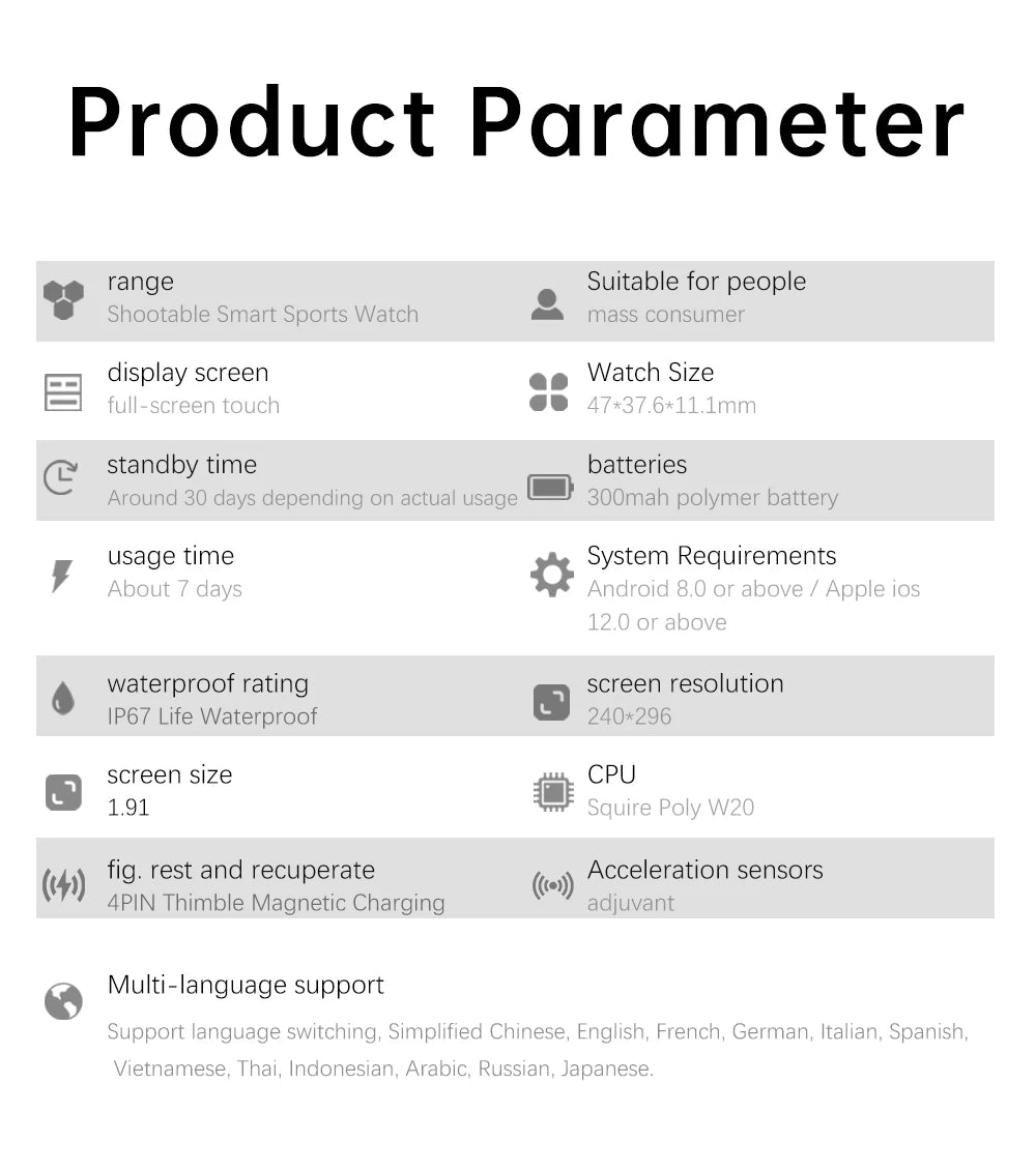 Smart Watch with Camera Video Recording – 1.91” Display, Bluetooth Call, Heart Rate Fitness Tracking | Android iOS - TREASURE ESHOP