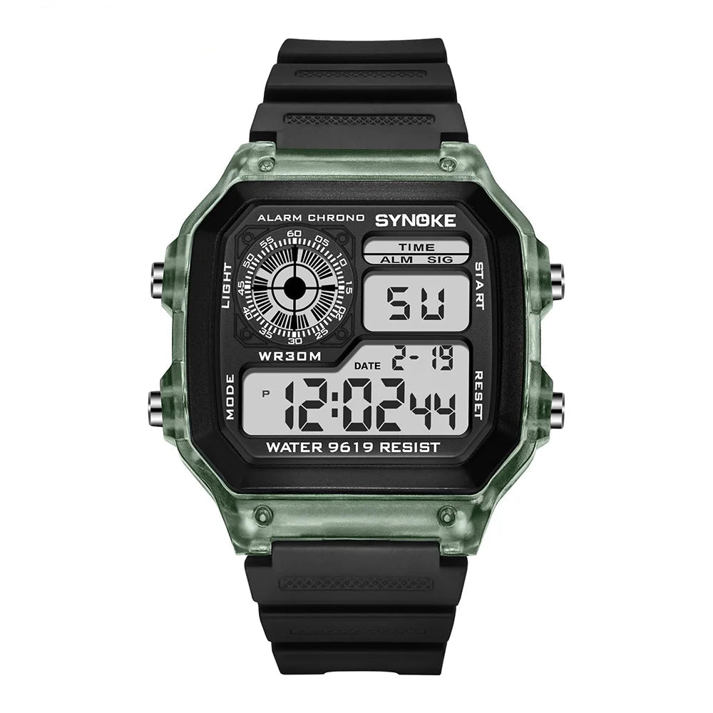 Men’s Digital Sports Waterproof Watch – Chronograph, Alarm, Backlight, Shock Resistant - TREASURE ESHOP