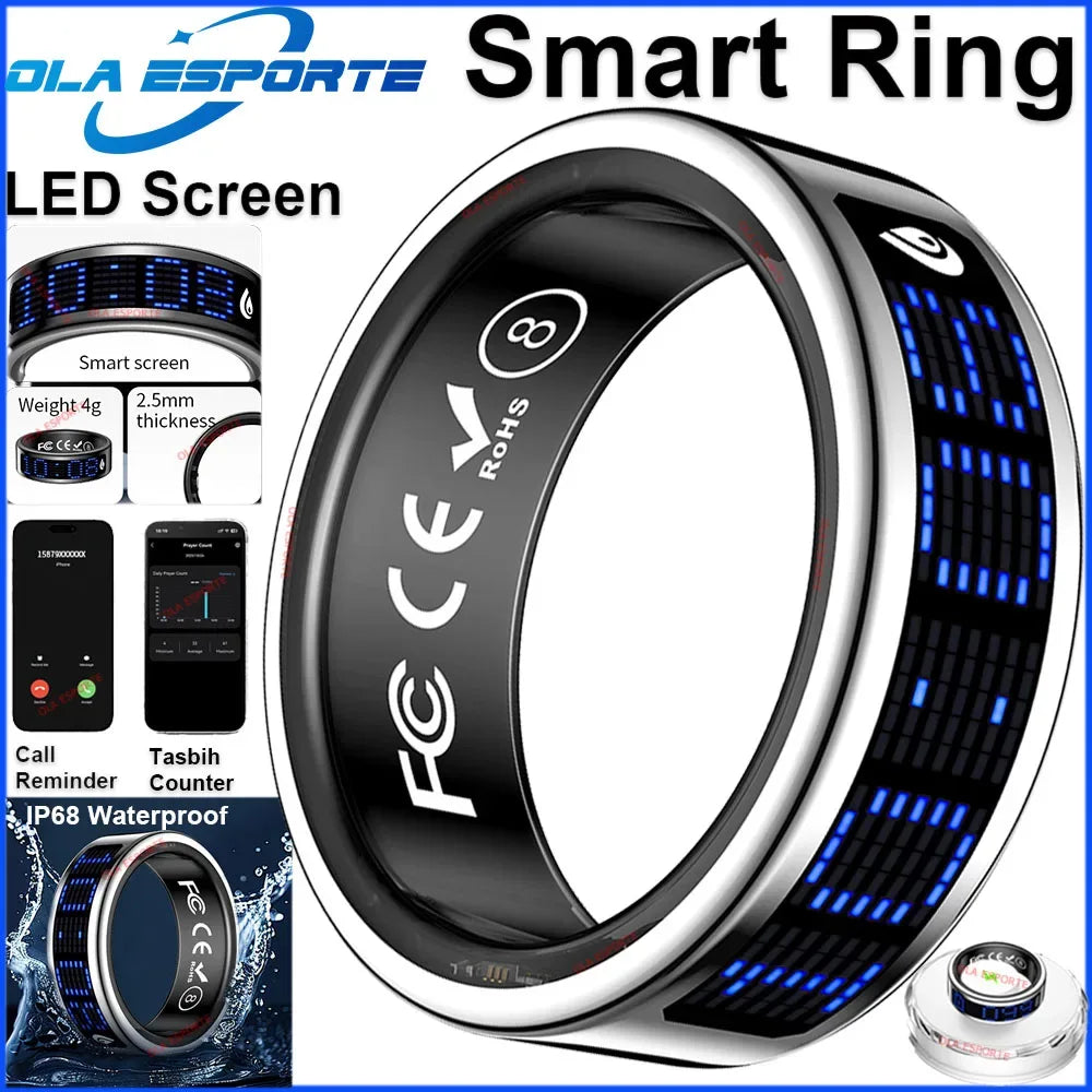 Smart Ring with LED Display – Heart Rate, SpO₂ & Sleep Monitor | 5ATM - TREASURE ESHOP