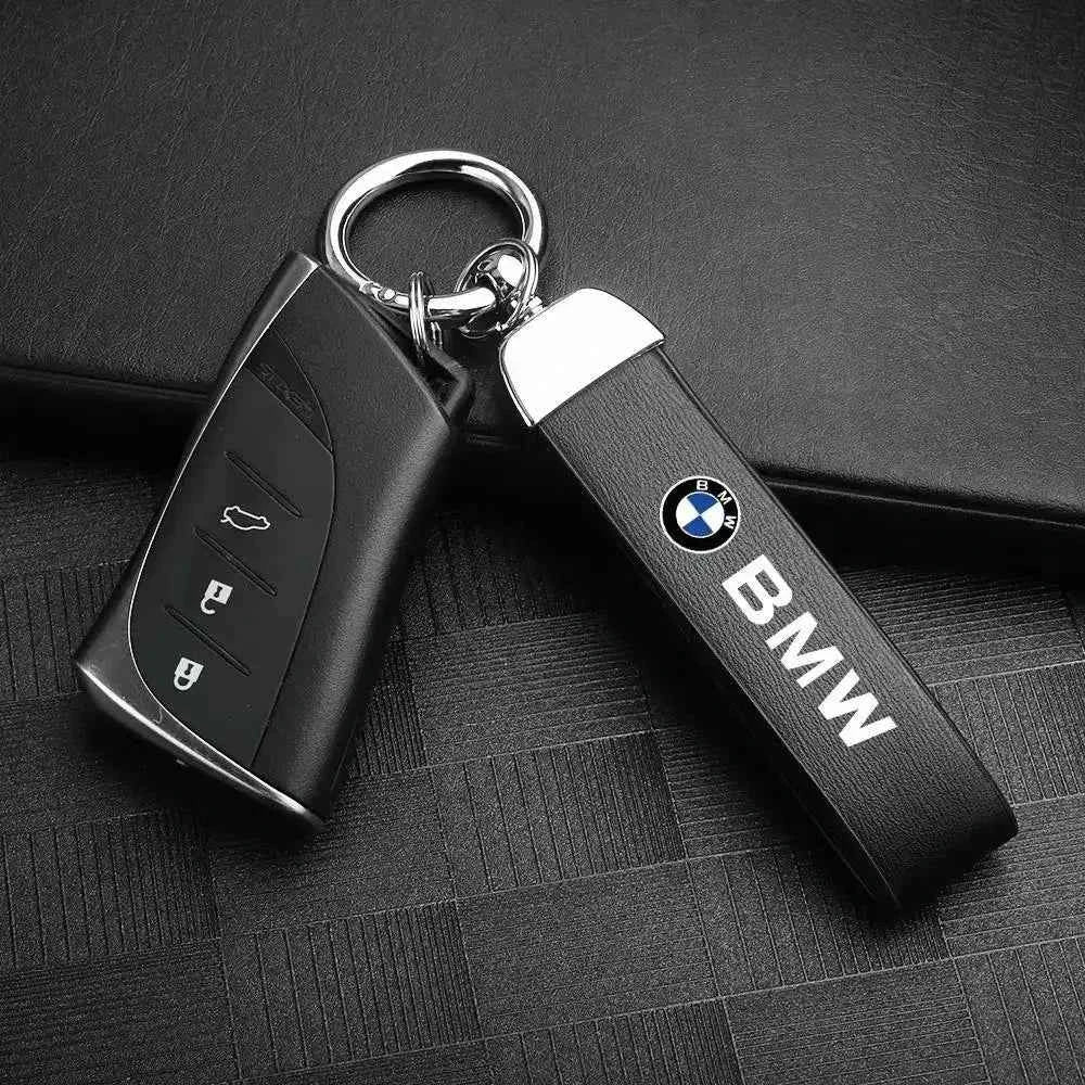 BMW Car Keychain – Handwoven Leather & Zinc Alloy Key Ring