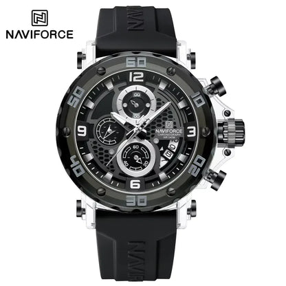 Men’s Silicone Strap Luxury Quartz Sports Watch | 5ATM Waterproof Chronograph - TREASURE ESHOP