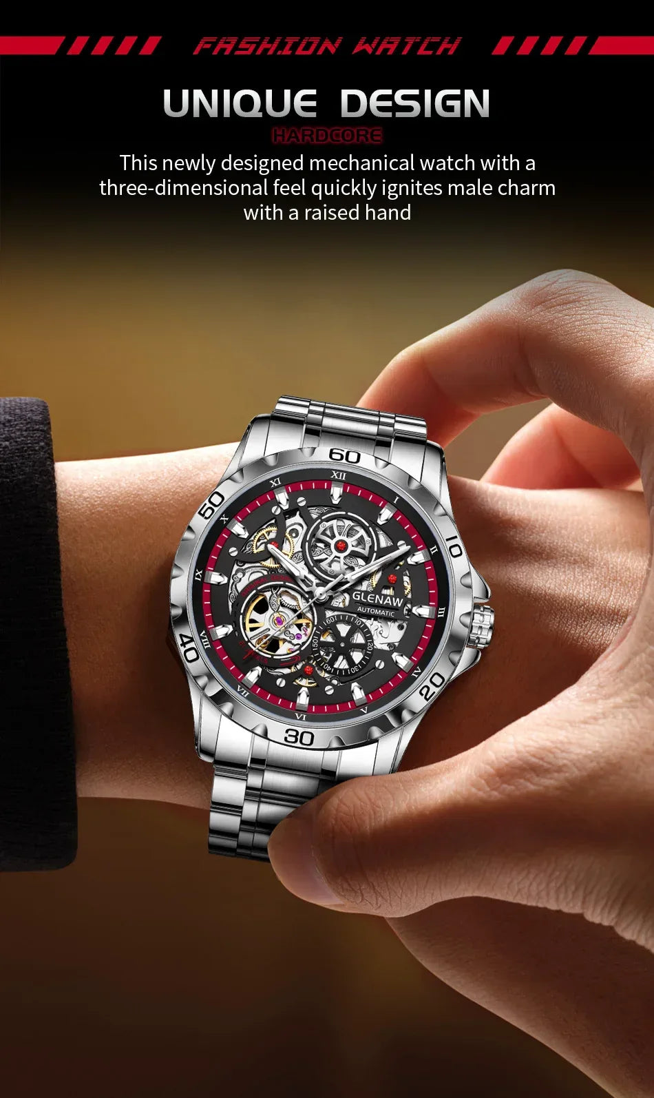 Luxury Skeleton Automatic Men’s Watch | Stainless Steel - TREASURE ESHOP