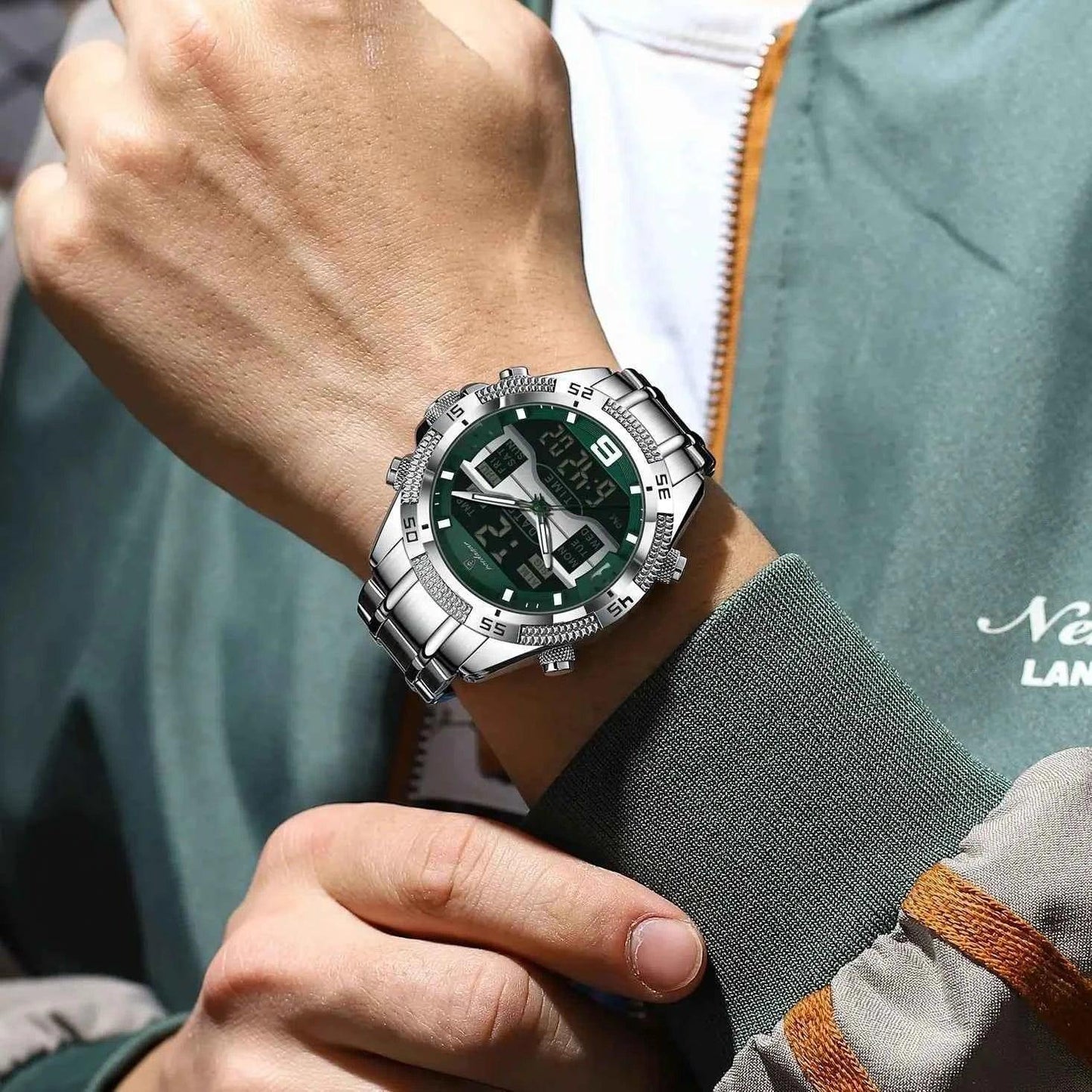 Sports Luxury Man Wristwatch Dual Time Display Digital Week Date LED Luminous Men Watch Electronic Quartz Men's Watches