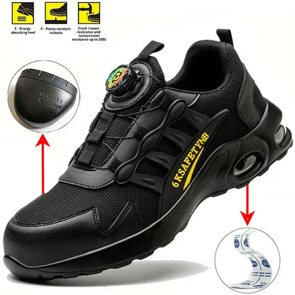 Men’s Rotating Button Steel Toe Work Shoes | Air Cushion Safety Boots - TREASURE ESHOP
