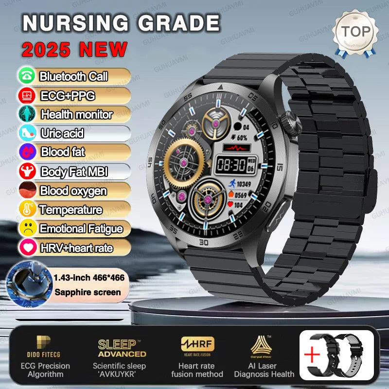 ECG+PPG Laser Health Smartwatch ET485 – Blood Pressure, Heart Rate, Uric Acid Body Composition | 1.43” AMOLED - TREASURE ESHOP