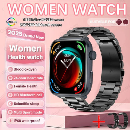 Women’s Smartwatch – AI Health Diagnosis, HRV + PPG, Blood Pressure &amp; SpO2 | 1.85” AMOLED | Bluetooth Call + NFC - TREASURE ESHOP