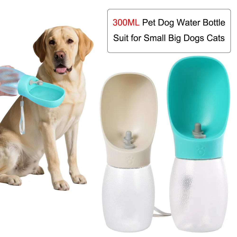 300 ml Wasserflasche mit Trinknapf für Hunde und Katzen, Farbe Türkis