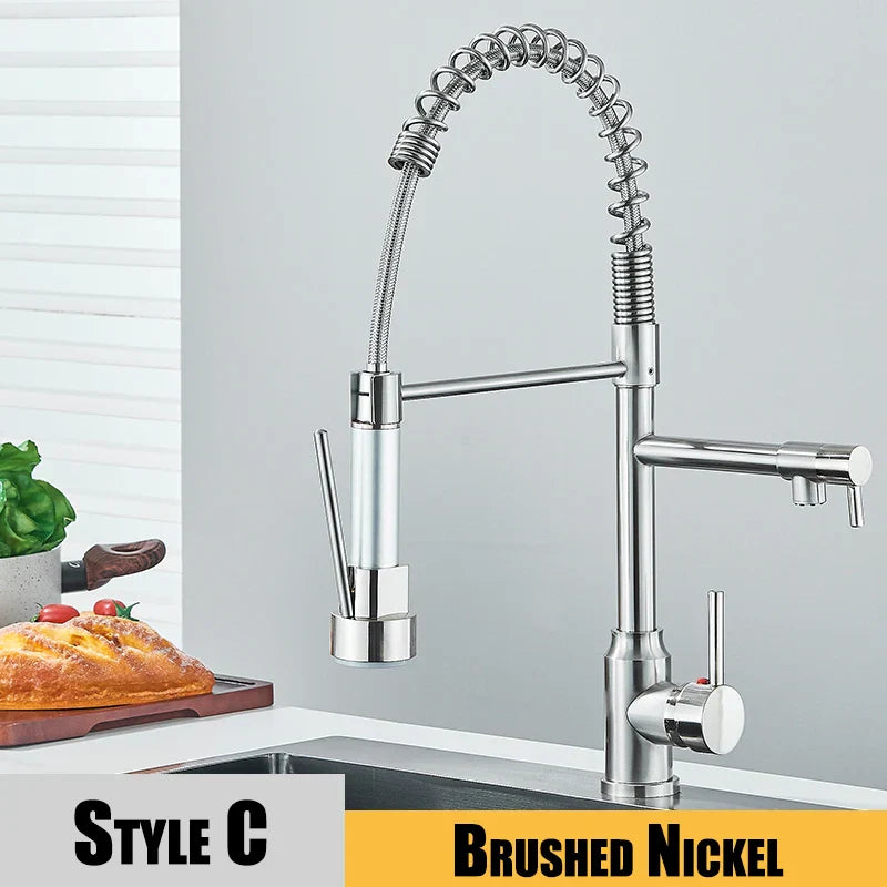 Pull Down Kitchen Sink Faucet – Hot & Cold Mixer, Dual Mode, 360° Rotating Tap - TREASURE ESHOP