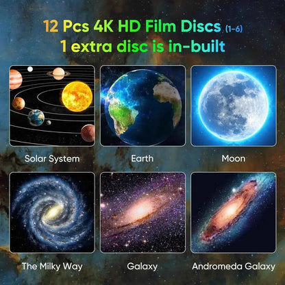 Galaxy Projector for Bedroom, HD Image Star Projector, Adjustable Galaxy Light Knob, 13 Film Discs, Planetarium Projector for Ki