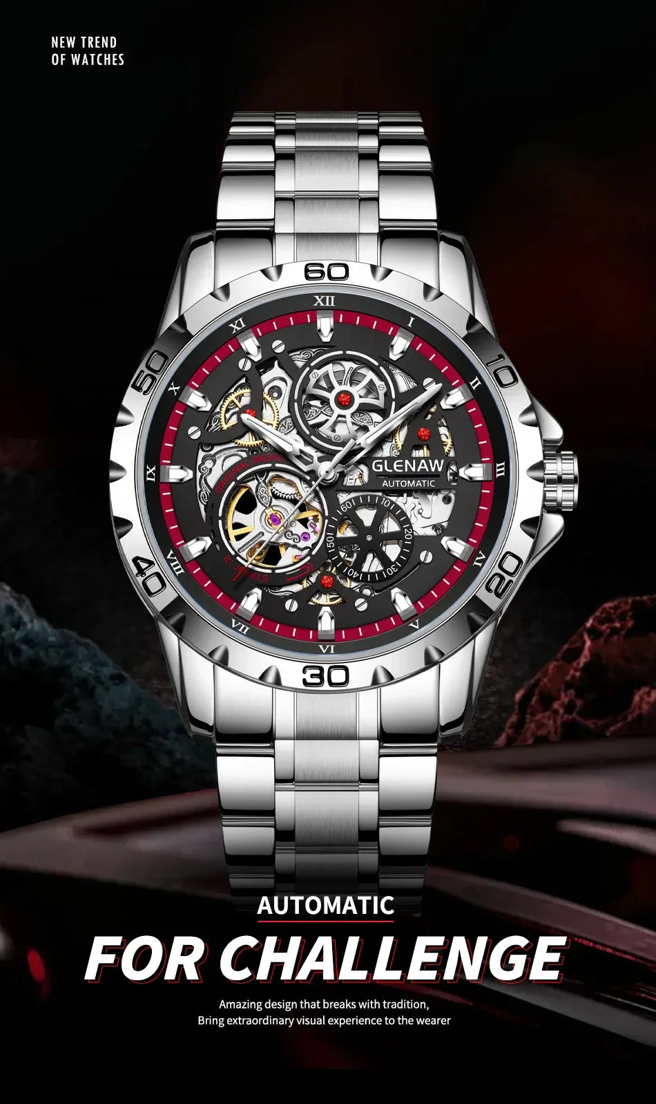 Luxury Skeleton Automatic Men’s Watch | Stainless Steel - TREASURE ESHOP