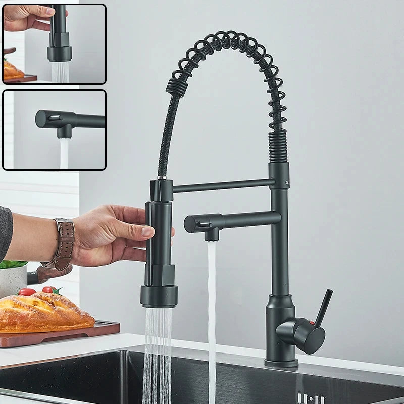 Pull Down Kitchen Sink Faucet – Hot & Cold Mixer, Dual Mode, 360° Rotating Tap