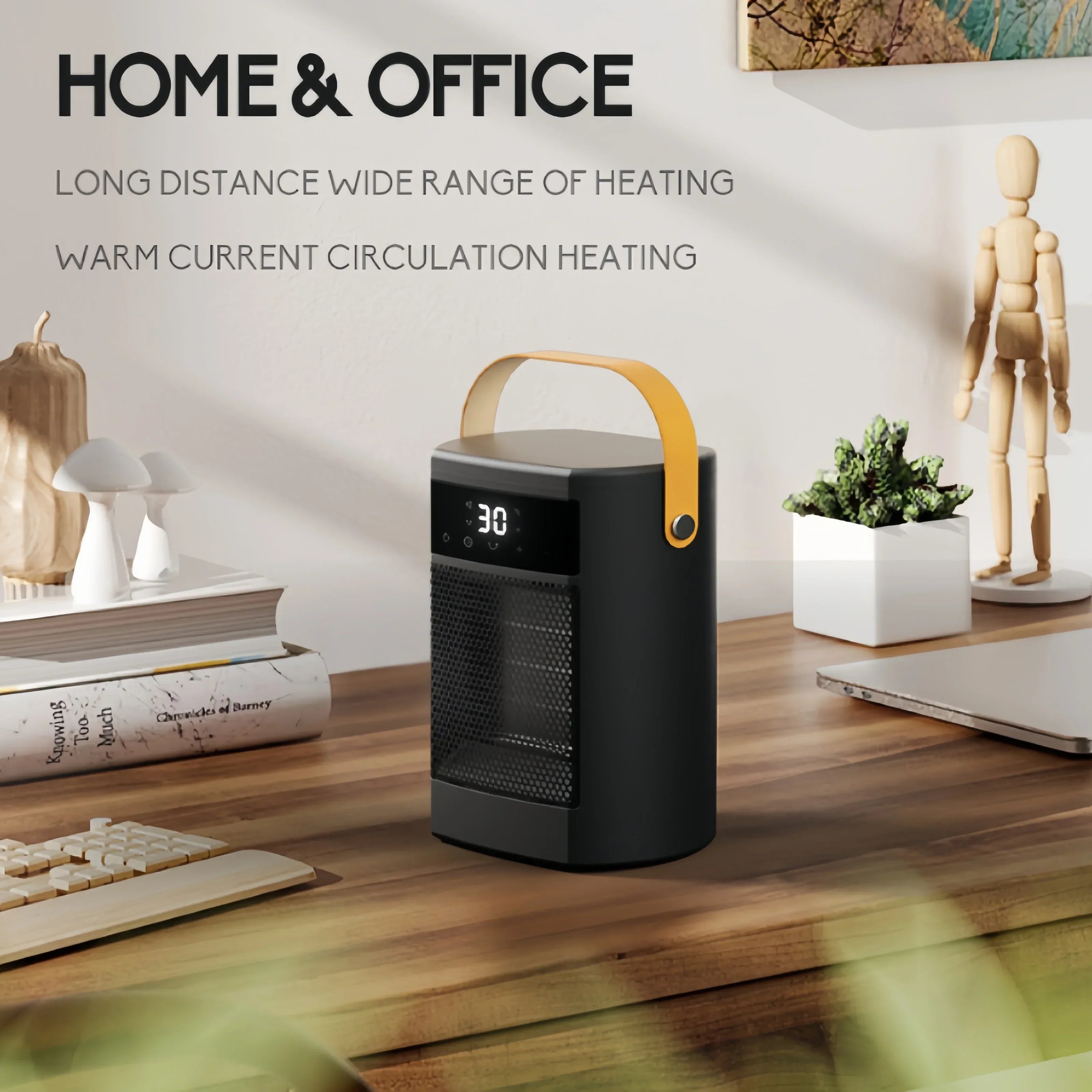 Compact Ceramic Space Heater with Thermostat & LED Display - TREASURE ESHOP