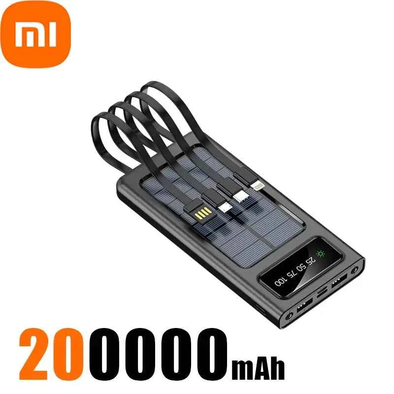 Xiaomi Solar Power Bank 500000mAh Large Capacity Mobile Power Fast Charging Battery With Dual USB 4 Cables For iPhone Samsung