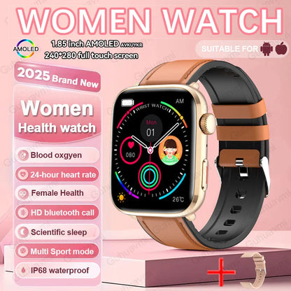 Women’s Smartwatch – AI Health Diagnosis, HRV + PPG, Blood Pressure &amp; SpO2 | 1.85” AMOLED | Bluetooth Call + NFC - TREASURE ESHOP
