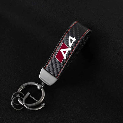 Luxury Carbon Fiber Leather Keychain for Audi A3 A4 A6 Q5 Q7 Q8
