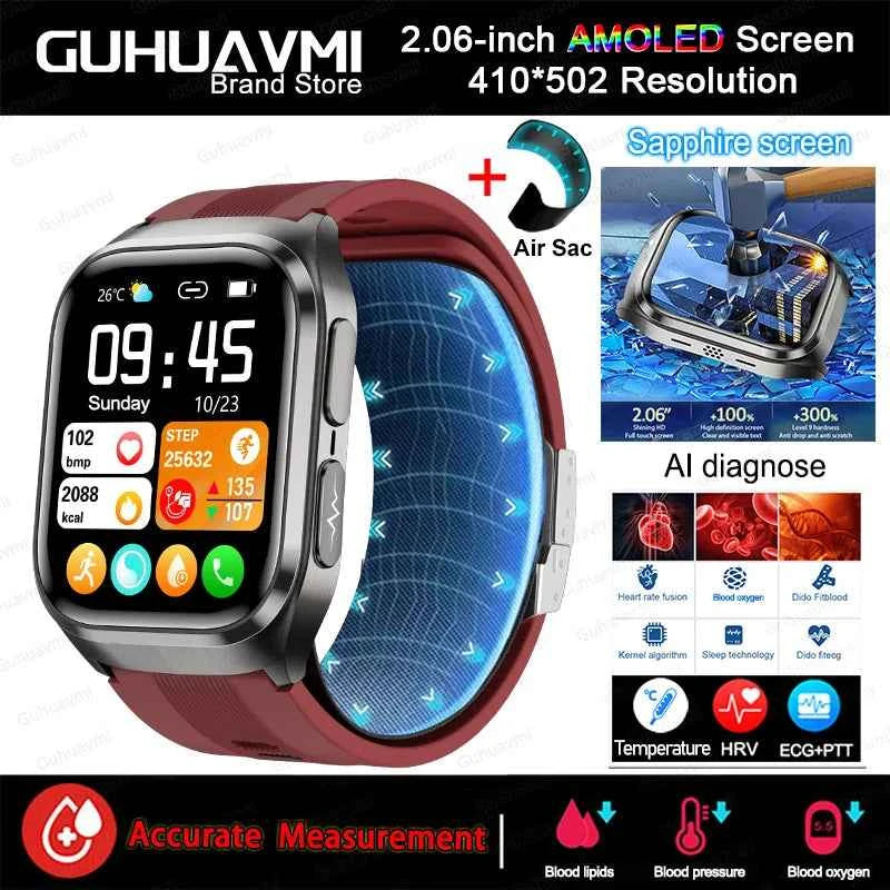 HUAWEI S17 Air Bag Smartwatch – 2.06” AMOLED HD | ECG + PPG | True Blood Pressure, Blood Fat SpO2 Monitor | NFC + Bluetooth Call
