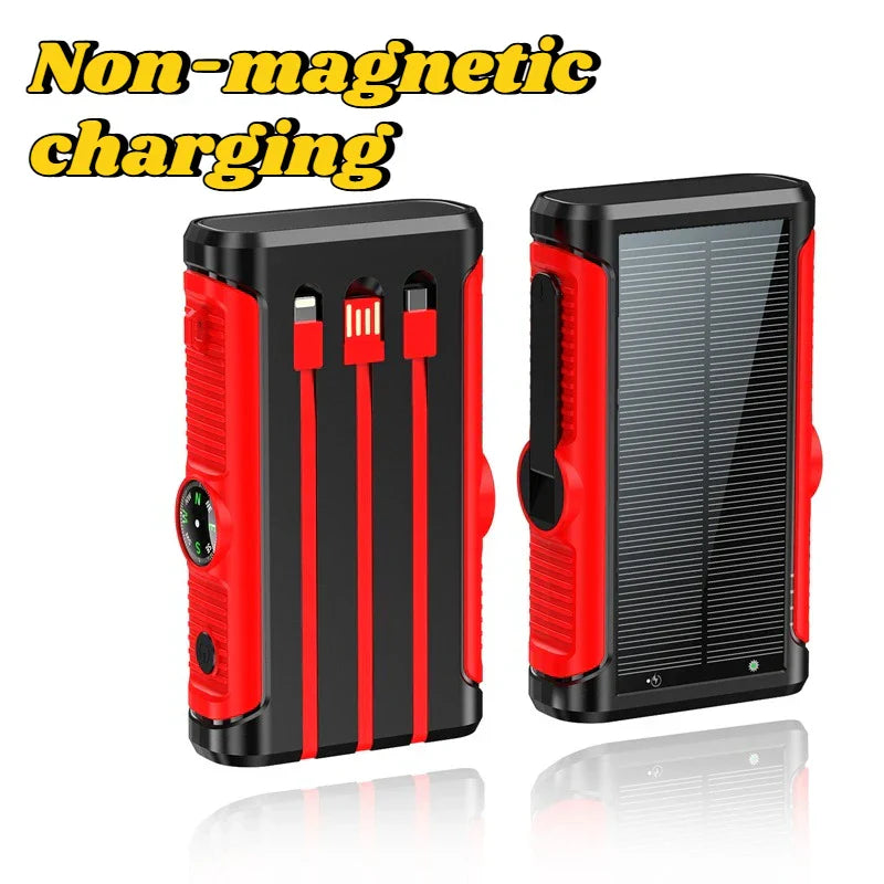 Solar Power Bank 20000mAh with Hand Crank & Wireless Charging – Outdoor Portable Charger