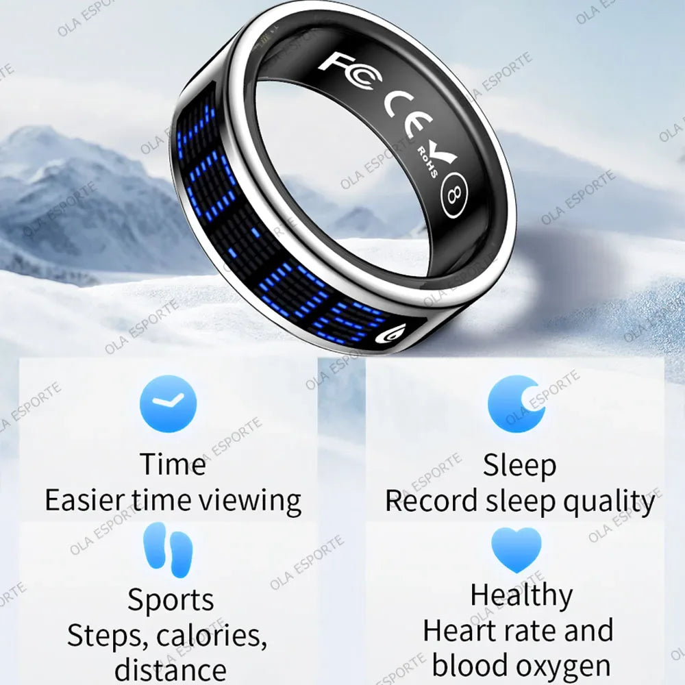 Smart Ring with LED Display – Heart Rate, SpO₂ & Sleep Monitor | 5ATM - TREASURE ESHOP