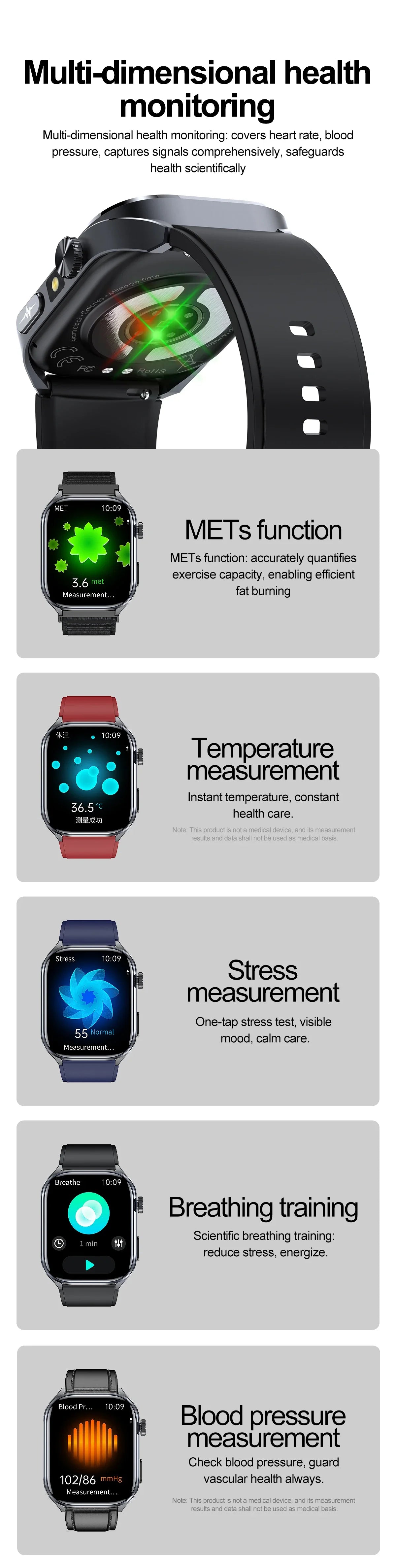 ECG+PPG Smart Watch | Uric Acid & Blood Pressure Tracker - TREASURE ESHOP