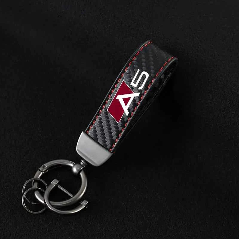 Luxury Carbon Fiber Leather Keychain for Audi A3 A4 A6 Q5 Q7 Q8