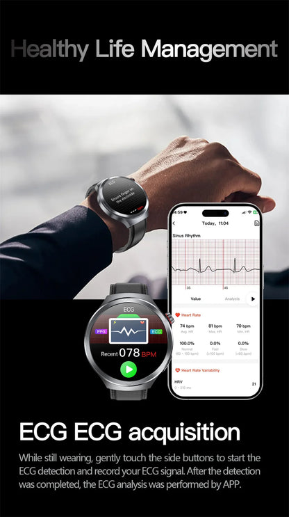 Health Trackr Smartwatch – Uric Acid, Blood Lipids ECG+PPG | 1.73” AMOLED | Body Analysis &amp; AI Diagnosis - TREASURE ESHOP