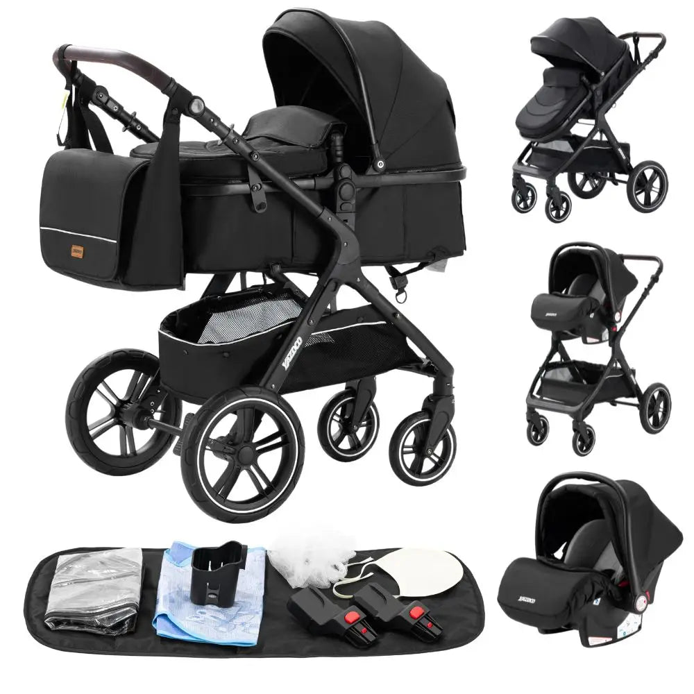3-in-1 Luxury High-Landscape Baby Stroller – Portable Travel System with Aluminum Frame & Newborn Bassinet