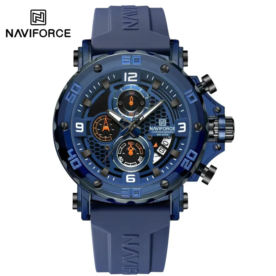 Men’s Silicone Strap Luxury Quartz Sports Watch | 5ATM Waterproof Chronograph - TREASURE ESHOP
