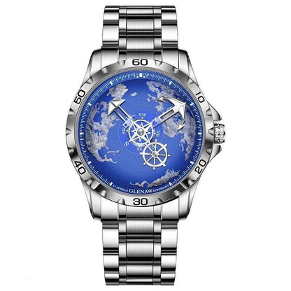 GLENAW Design New Men Watches Nautical Series Traveler Stainless Steel Glowing Waterproof Mechanical Watch Men's Clock GL8683