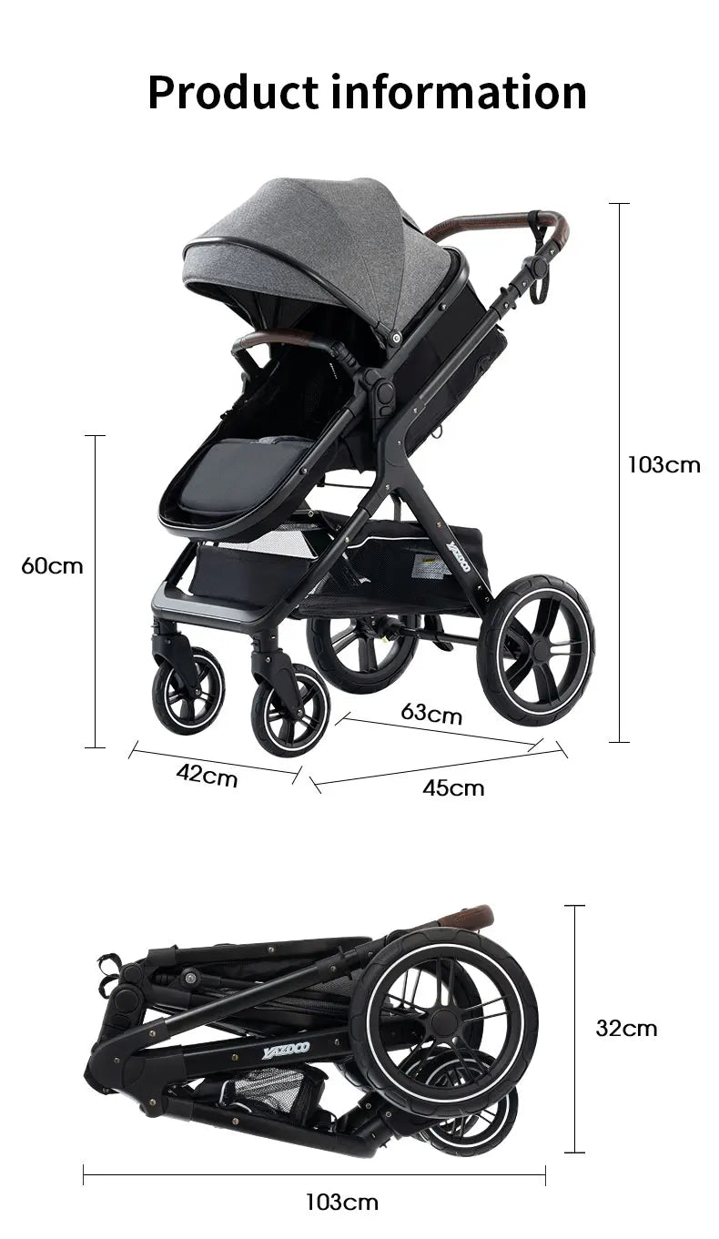 3-in-1 Luxury High-Landscape Baby Stroller – Portable Travel System with Aluminum Frame & Newborn Bassinet