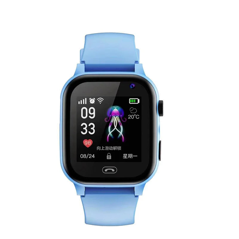 Smartwatch with a blue strap on a white background, featuring the Oppo logo.