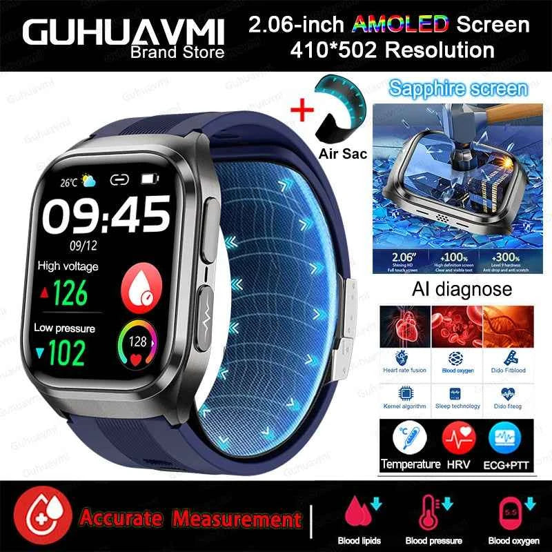 HUAWEI S17 Air Bag Smartwatch – 2.06” AMOLED HD | ECG + PPG | True Blood Pressure, Blood Fat SpO2 Monitor | NFC + Bluetooth Call