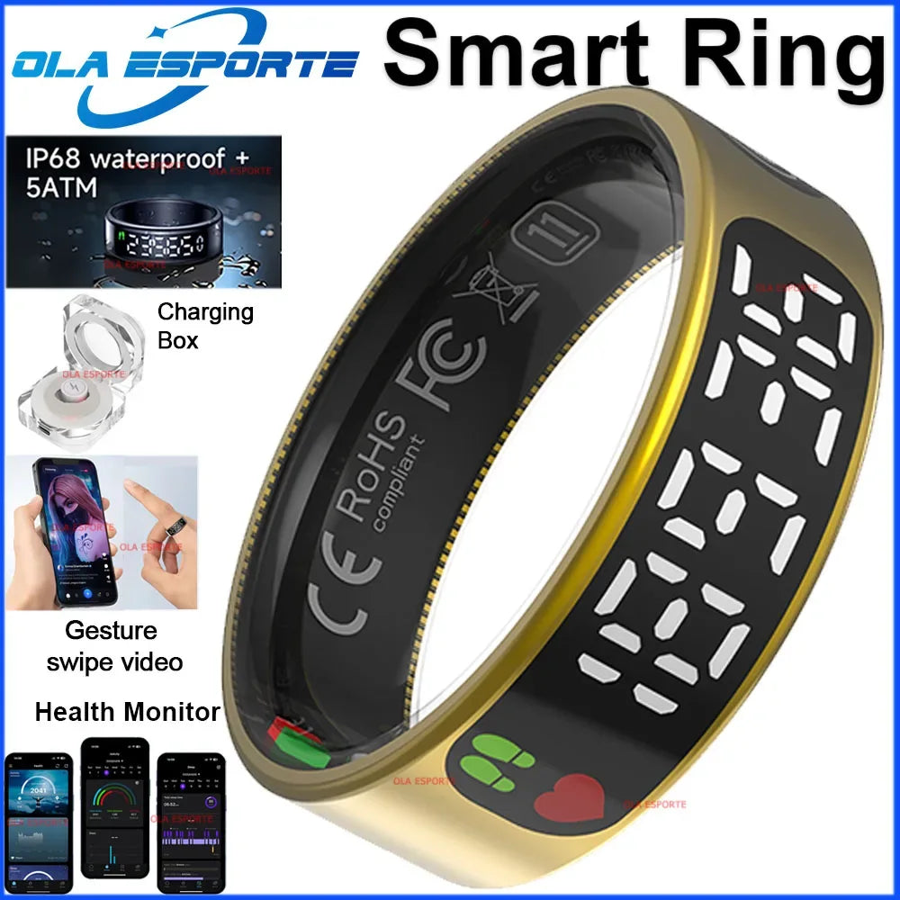 Smart Ring with LED Display – Heart Rate, SpO₂ & Sleep Monitor | 5ATM - TREASURE ESHOP