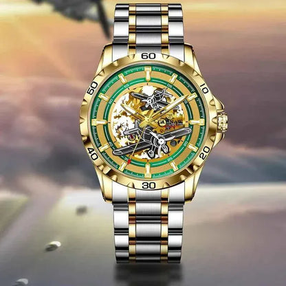 Men Watches Pilot Series Propeller Rotation Hollow Automatic Mechanical Watches waterproof Stainless Steel Watch