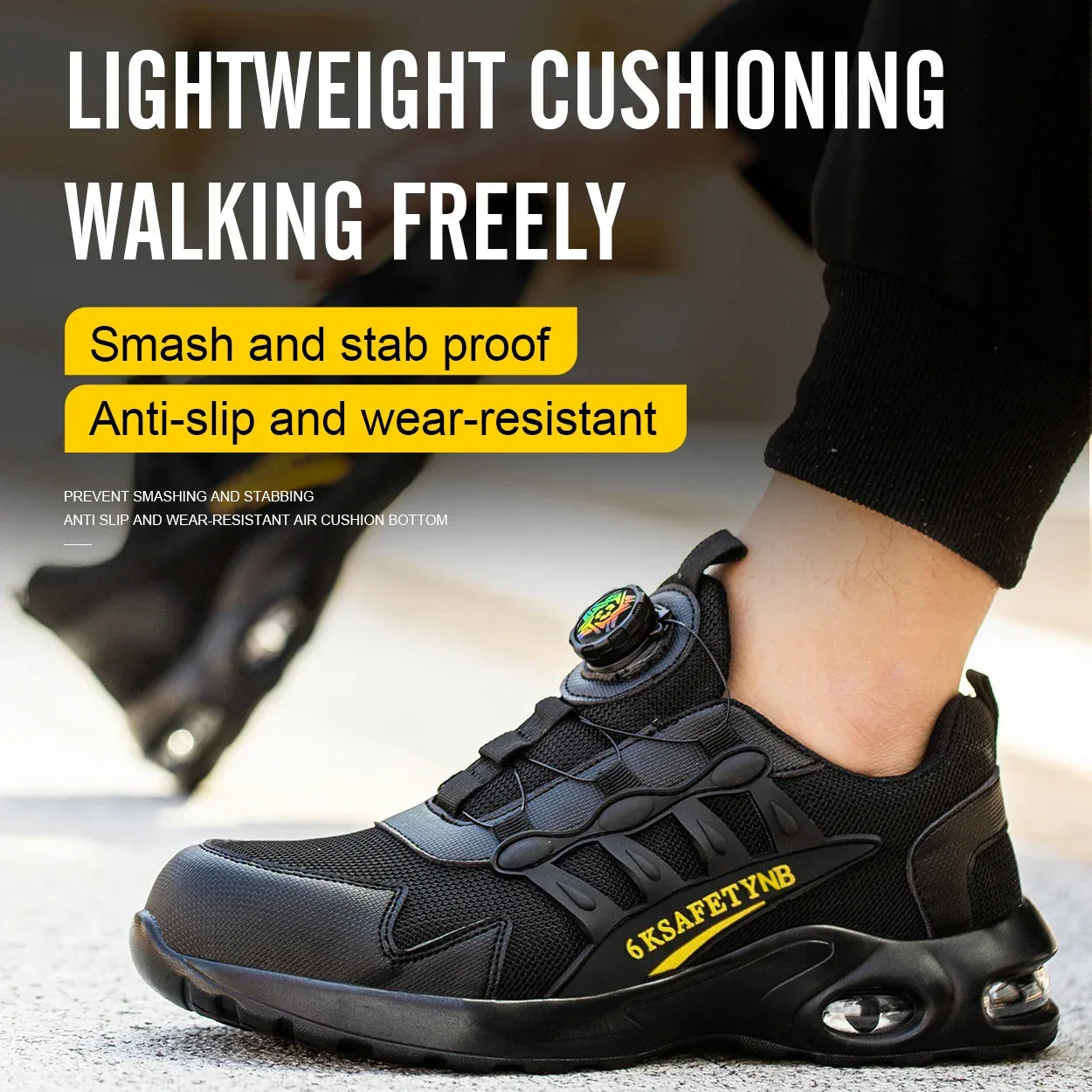 Men’s Rotating Button Steel Toe Work Shoes | Air Cushion Safety Boots - TREASURE ESHOP