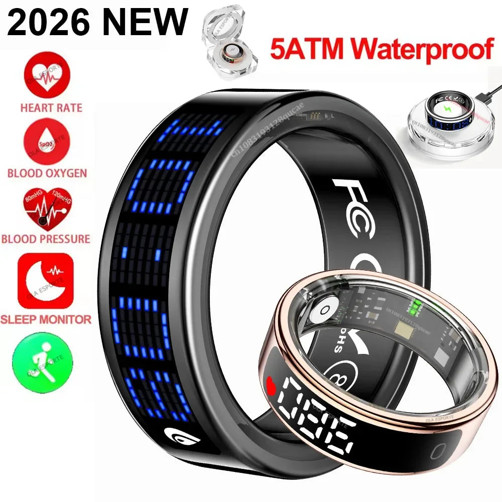 Smart Ring with LED Display – Heart Rate, SpO₂ & Sleep Monitor | 5ATM - TREASURE ESHOP