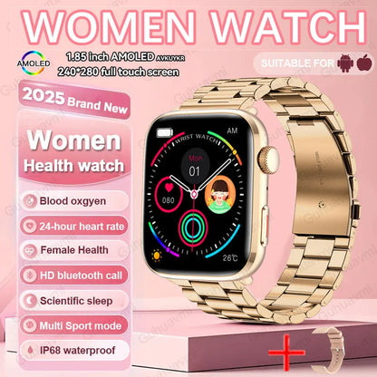 Women’s Smartwatch – AI Health Diagnosis, HRV + PPG, Blood Pressure &amp; SpO2 | 1.85” AMOLED | Bluetooth Call + NFC - TREASURE ESHOP