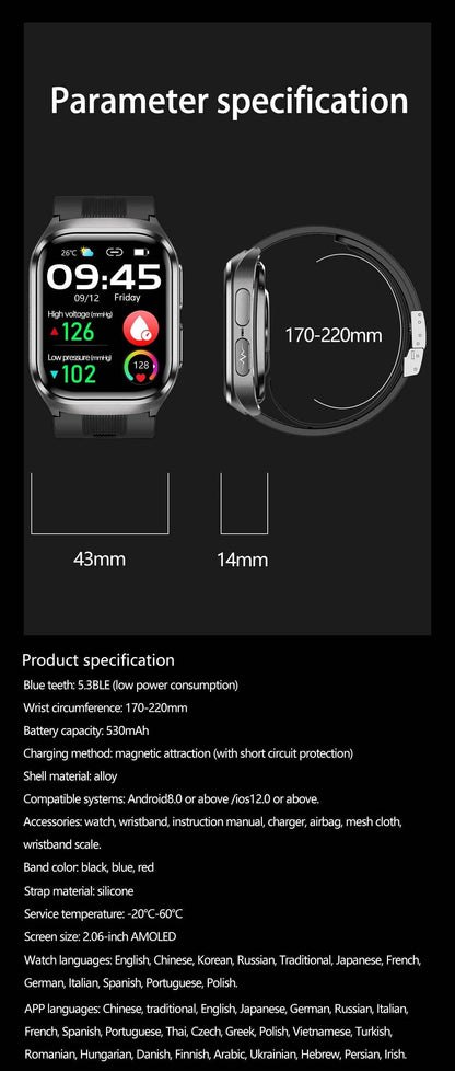 HUAWEI S17 Air Bag Smartwatch – 2.06” AMOLED HD | ECG + PPG | True Blood Pressure, Blood Fat SpO2 Monitor | NFC + Bluetooth Call