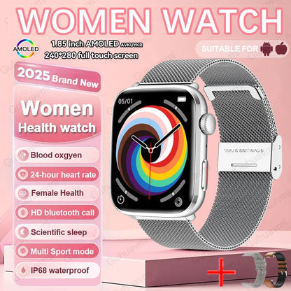Women’s Smartwatch – AI Health Diagnosis, HRV + PPG, Blood Pressure &amp; SpO2 | 1.85” AMOLED | Bluetooth Call + NFC - TREASURE ESHOP