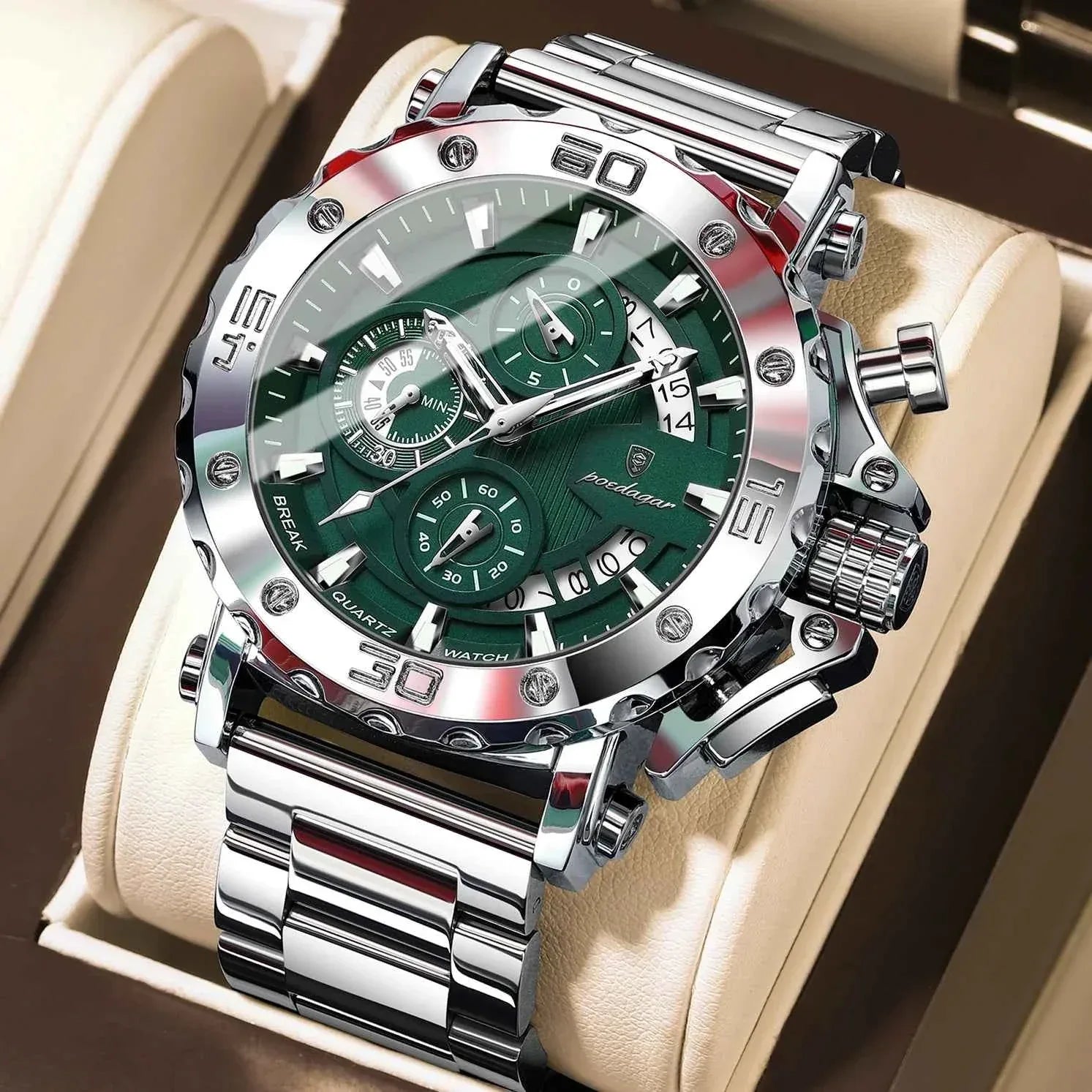 Watch For Men Calendar Luminous Waterproof Man Clock Male Chronograph Stainless Steel Men's Quartz Watches Reloj