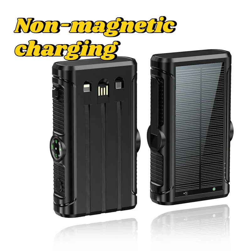 Solar Power Bank 20000mAh with Hand Crank & Wireless Charging – Outdoor Portable Charger