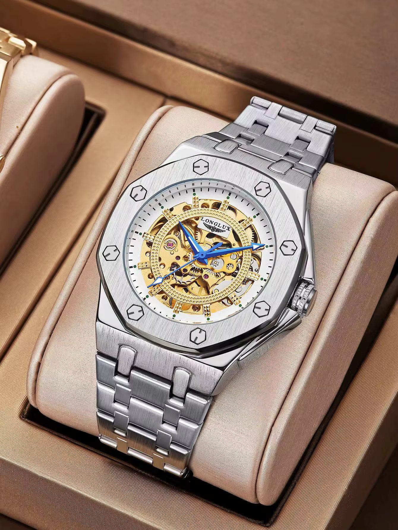 Men’s Automatic Skeleton Watch – Stainless Steel Luxury Waterproof Timepiece - TREASURE ESHOP