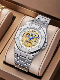 Men’s Automatic Skeleton Watch – Stainless Steel Luxury Waterproof Timepiece - TREASURE ESHOP