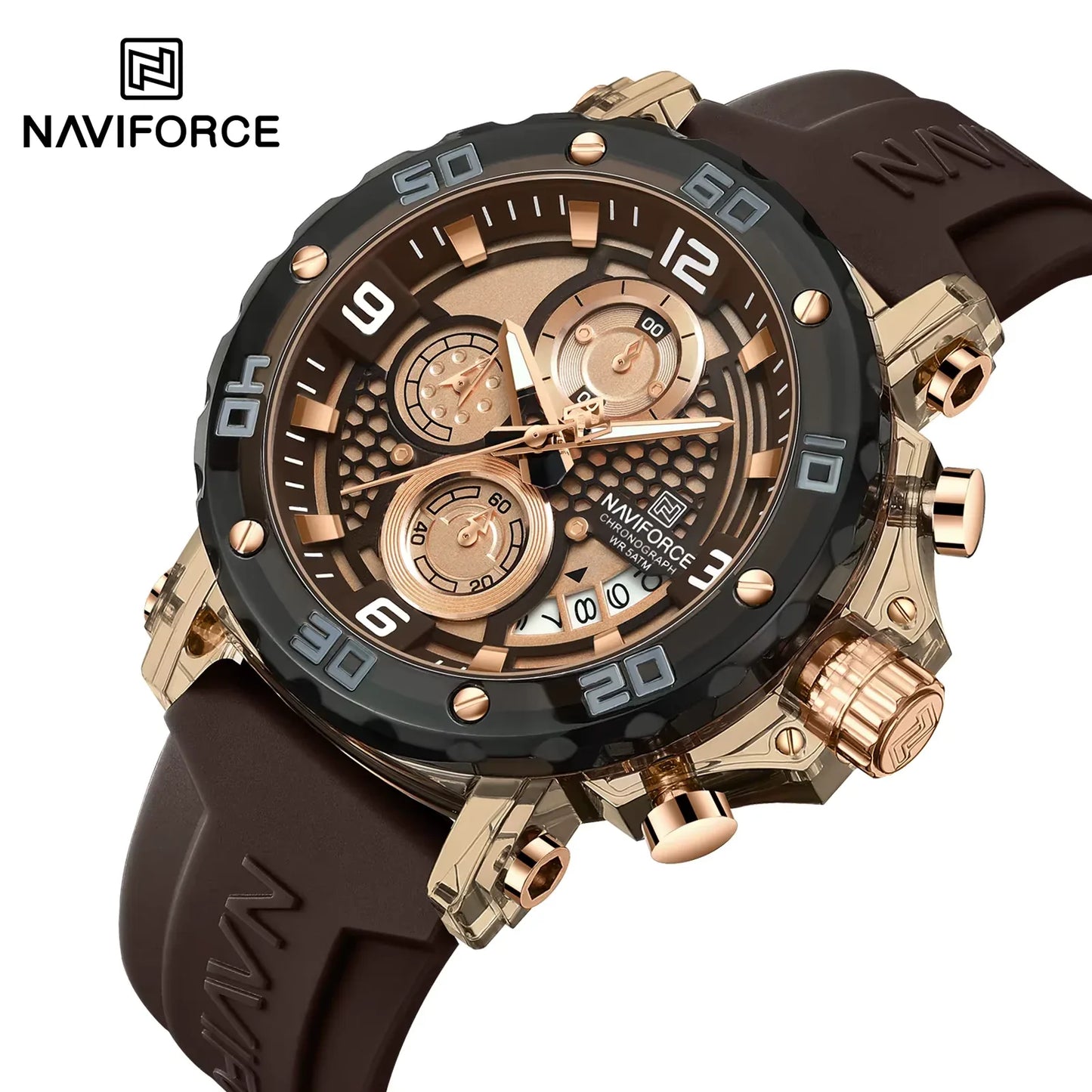Men’s Silicone Strap Luxury Quartz Sports Watch | 5ATM Waterproof Chronograph - TREASURE ESHOP