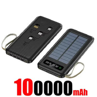 High Capacity Solar Power Bank with Built-in Cables & Flashlight – Portable Charger