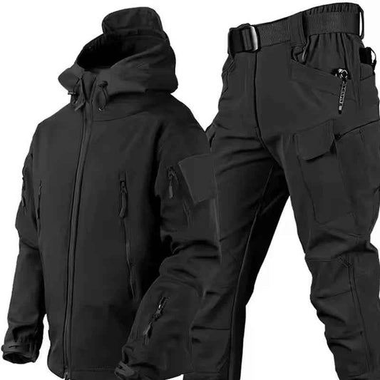 Winter Waterproof Tactical Jackets Sets Men Outdoor Soft Shell Hiking Hunting Jacket Suit Fleece Cargo Pant Tracksuits