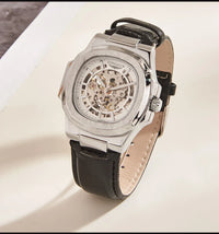 Automatic Skeleton Watch Men | Leather Luxury Waterproof - TREASURE ESHOP