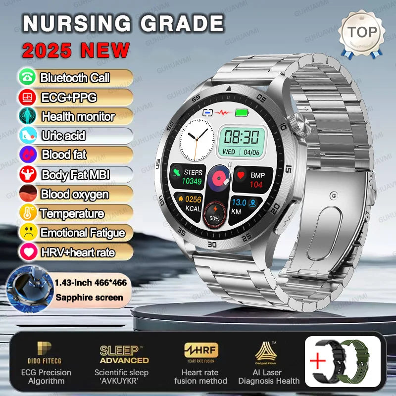 ECG+PPG Laser Health Smartwatch ET485 – Blood Pressure, Heart Rate, Uric Acid Body Composition | 1.43” AMOLED - TREASURE ESHOP